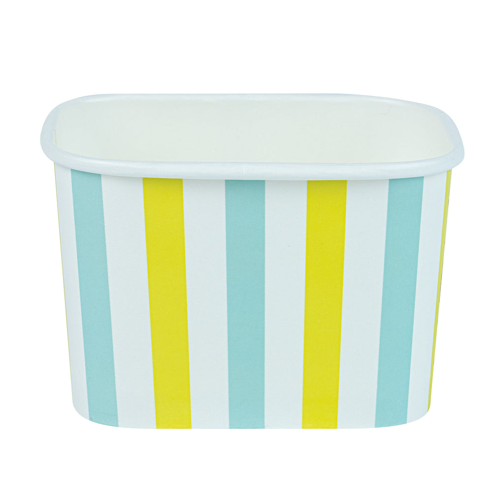 Coppetta 12 oz Square Blue And Green Stripe Paper To Go Cup - 4 1/4" x 3 1/4" x 2 3/4" - 200 count box