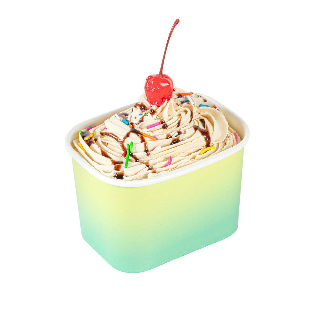 Coppetta 12 oz Square Teal And Green Ombre Paper To Go Cup - 4 1/4" x 3 1/4" x 2 3/4" - 200 count box