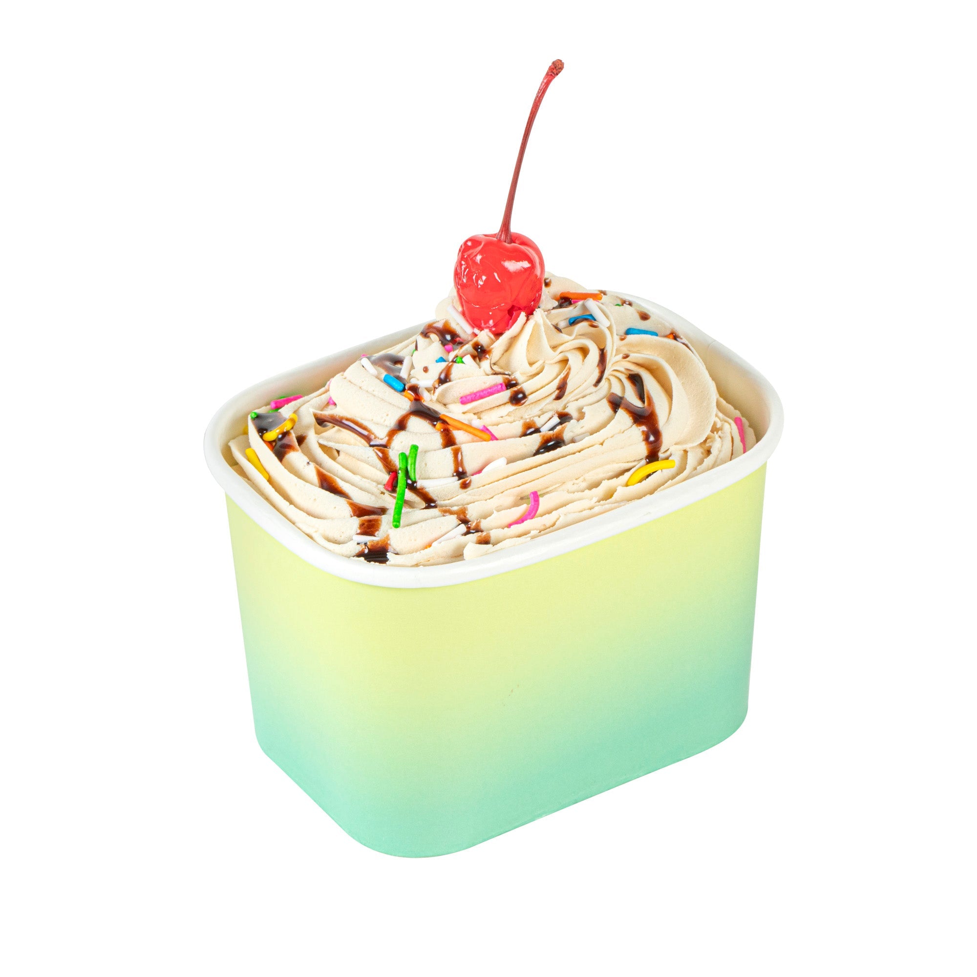 Coppetta 12 oz Square Teal And Green Ombre Paper To Go Cup - 4 1/4" x 3 1/4" x 2 3/4" - 200 count box