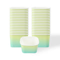 Coppetta 12 oz Square Teal And Green Ombre Paper To Go Cup - 4 1/4" x 3 1/4" x 2 3/4" - 200 count box