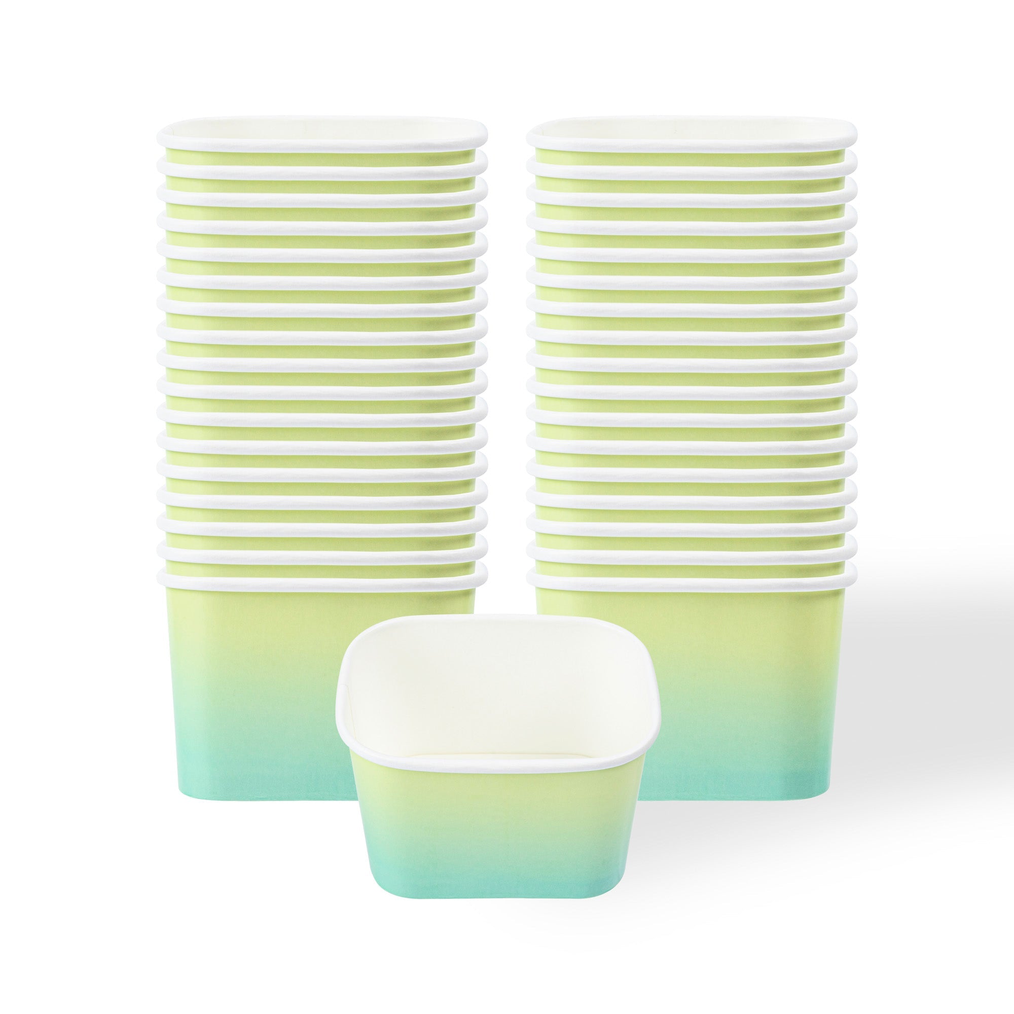Coppetta 12 oz Square Teal And Green Ombre Paper To Go Cup - 4 1/4" x 3 1/4" x 2 3/4" - 200 count box
