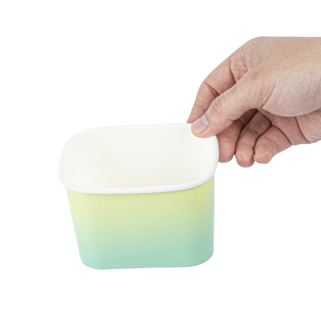 Coppetta 12 oz Square Teal And Green Ombre Paper To Go Cup - 4 1/4" x 3 1/4" x 2 3/4" - 50 count box
