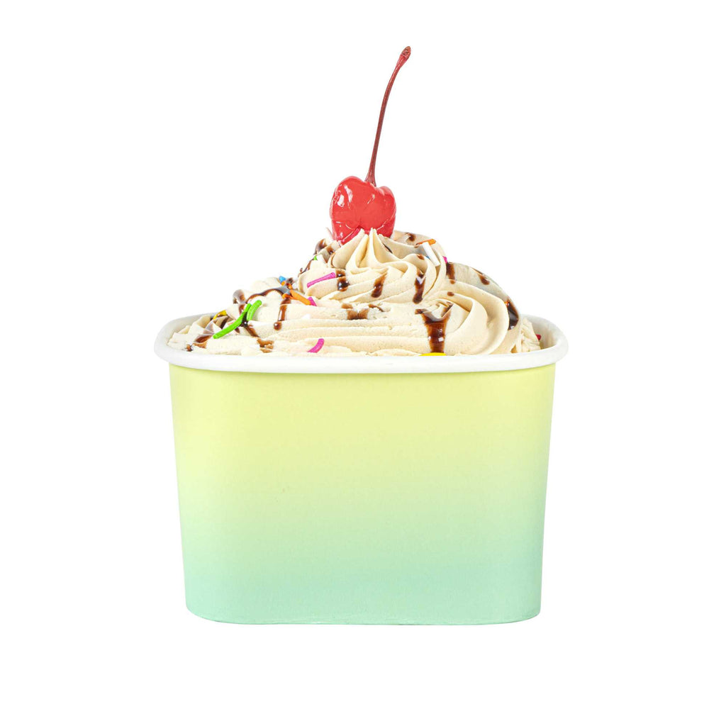 Coppetta 12 oz Square Teal And Green Ombre Paper To Go Cup - 4 1/4" x 3 1/4" x 2 3/4" - 50 count box