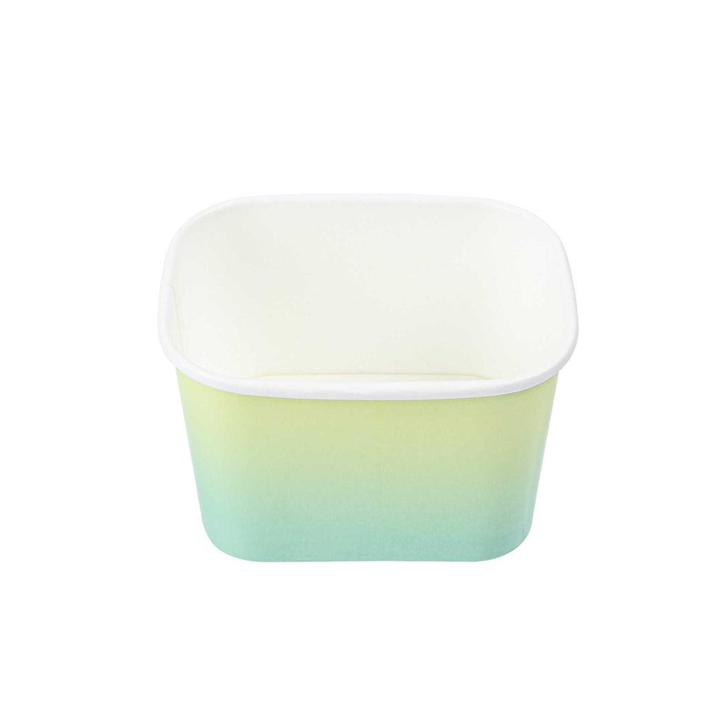 Coppetta 12 oz Square Teal And Green Ombre Paper To Go Cup - 4 1/4" x 3 1/4" x 2 3/4" - 50 count box