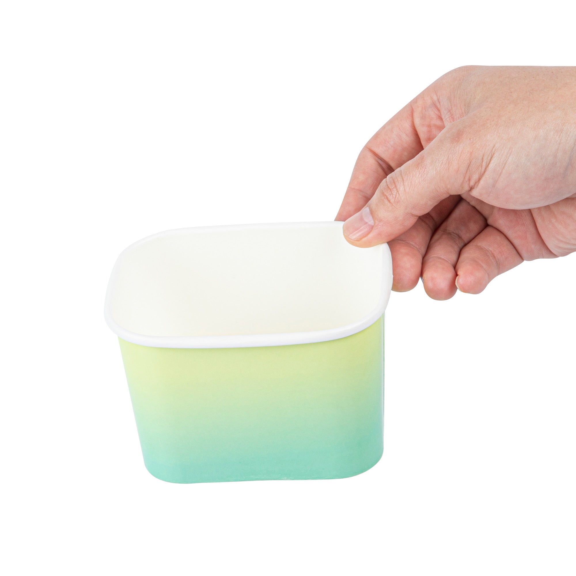 Coppetta 12 oz Square Teal And Green Ombre Paper To Go Cup - 4 1/4" x 3 1/4" x 2 3/4" - 200 count box