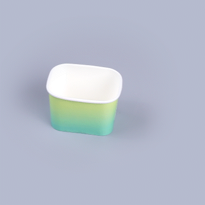 Coppetta 12 oz Square Teal And Green Ombre Paper To Go Cup - 4 1/4" x 3 1/4" x 2 3/4" - 200 count box