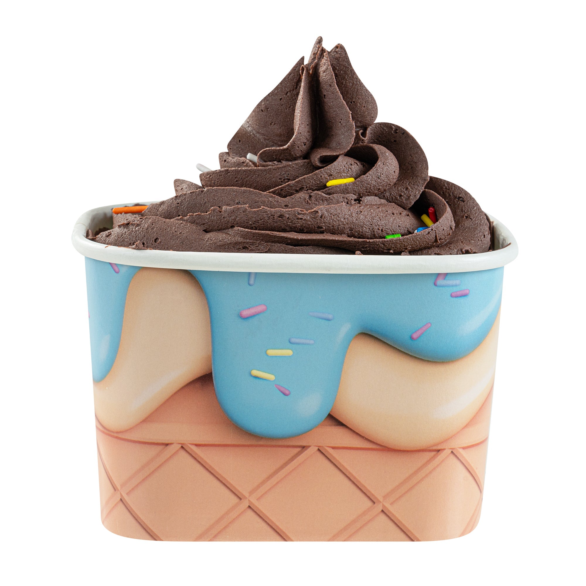 Coppetta 12 oz Square Frosty Delight Paper To Go Cup - 4 1/4" x 3 1/4" x 2 3/4" - 200 count box