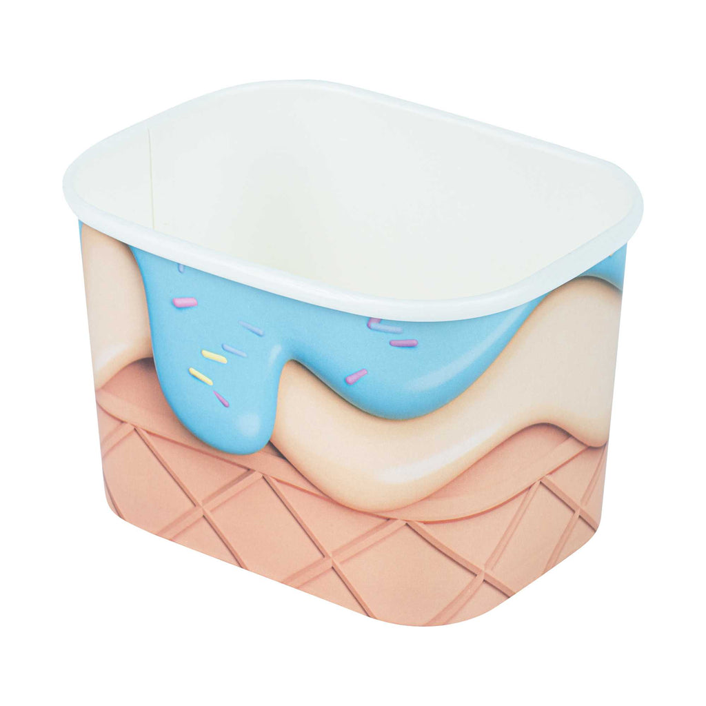 Coppetta 12 oz Square Frosty Delight Paper To Go Cup - 4 1/4" x 3 1/4" x 2 3/4" - 50 count box