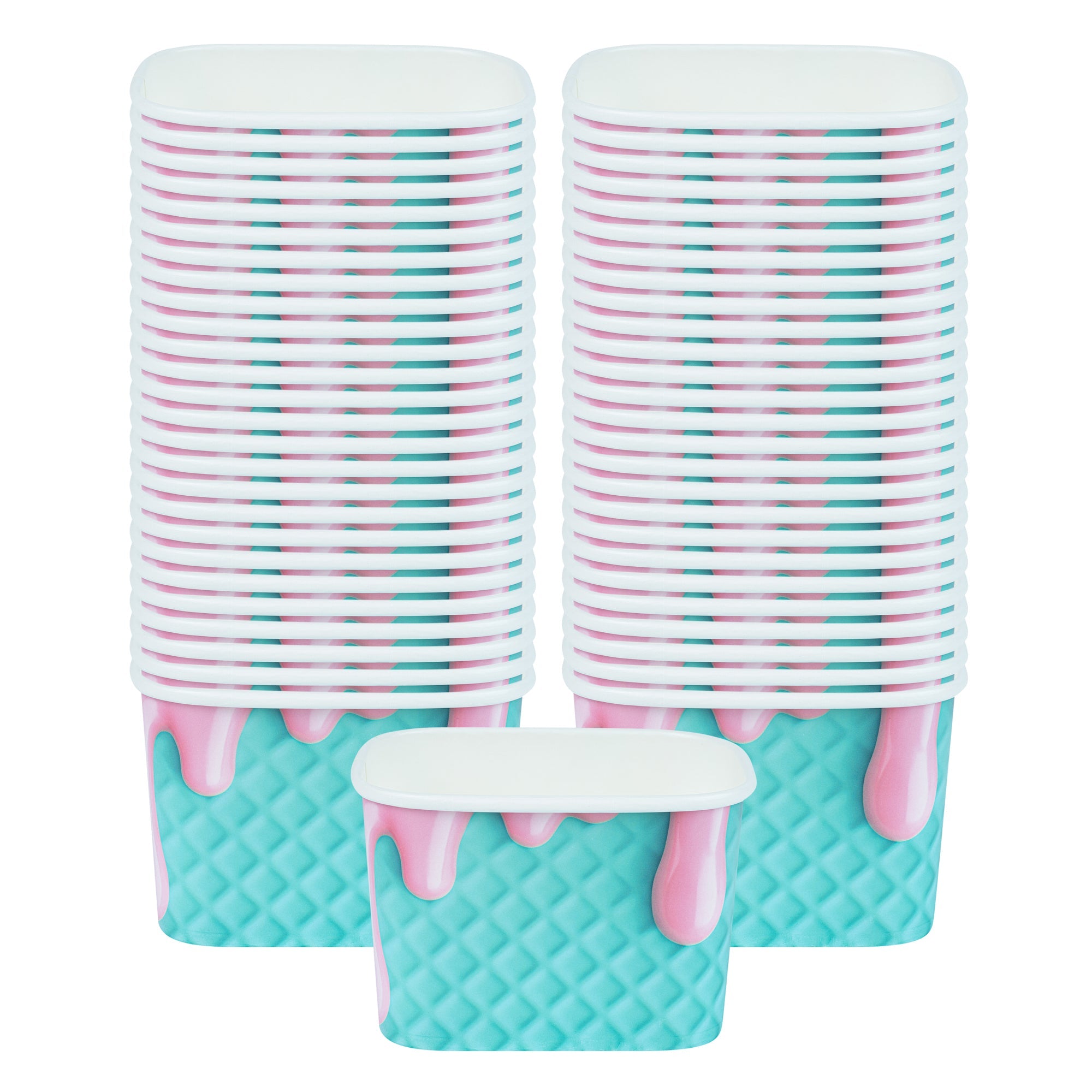 Coppetta 12 oz Square Bubblegum Splash Paper To Go Cup - 4 1/4" x 3 1/4" x 2 3/4" - 200 count box