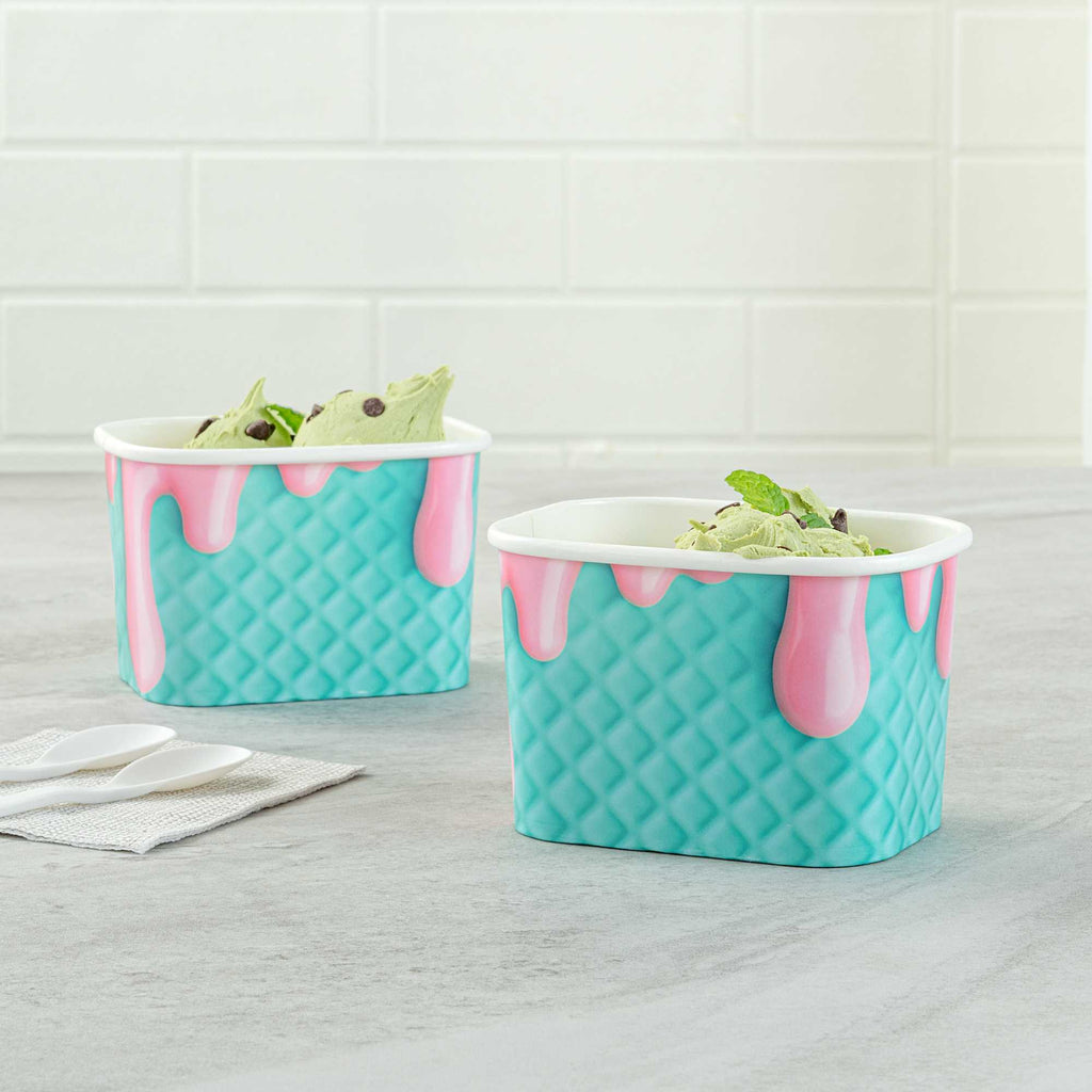 Coppetta 12 oz Square Bubblegum Splash Paper To Go Cup - 4 1/4" x 3 1/4" x 2 3/4" - 50 count box