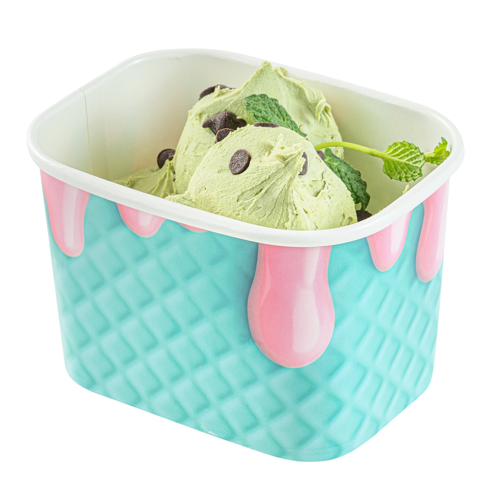 Coppetta 12 oz Square Bubblegum Splash Paper To Go Cup - 4 1/4" x 3 1/4" x 2 3/4" - 200 count box