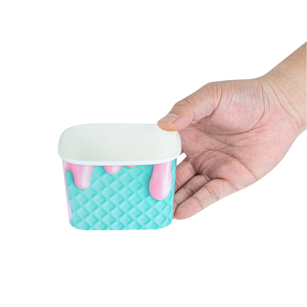 Coppetta 12 oz Square Bubblegum Splash Paper To Go Cup - 4 1/4" x 3 1/4" x 2 3/4" - 200 count box
