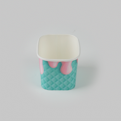 Coppetta 12 oz Square Bubblegum Splash Paper To Go Cup - 4 1/4" x 3 1/4" x 2 3/4" - 200 count box