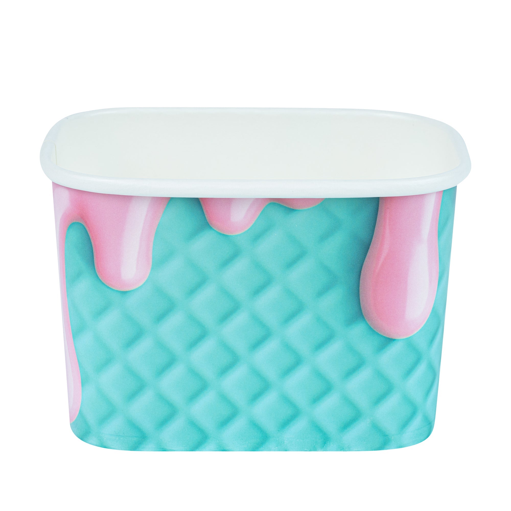Coppetta 12 oz Square Bubblegum Splash Paper To Go Cup - 4 1/4" x 3 1/4" x 2 3/4" - 200 count box