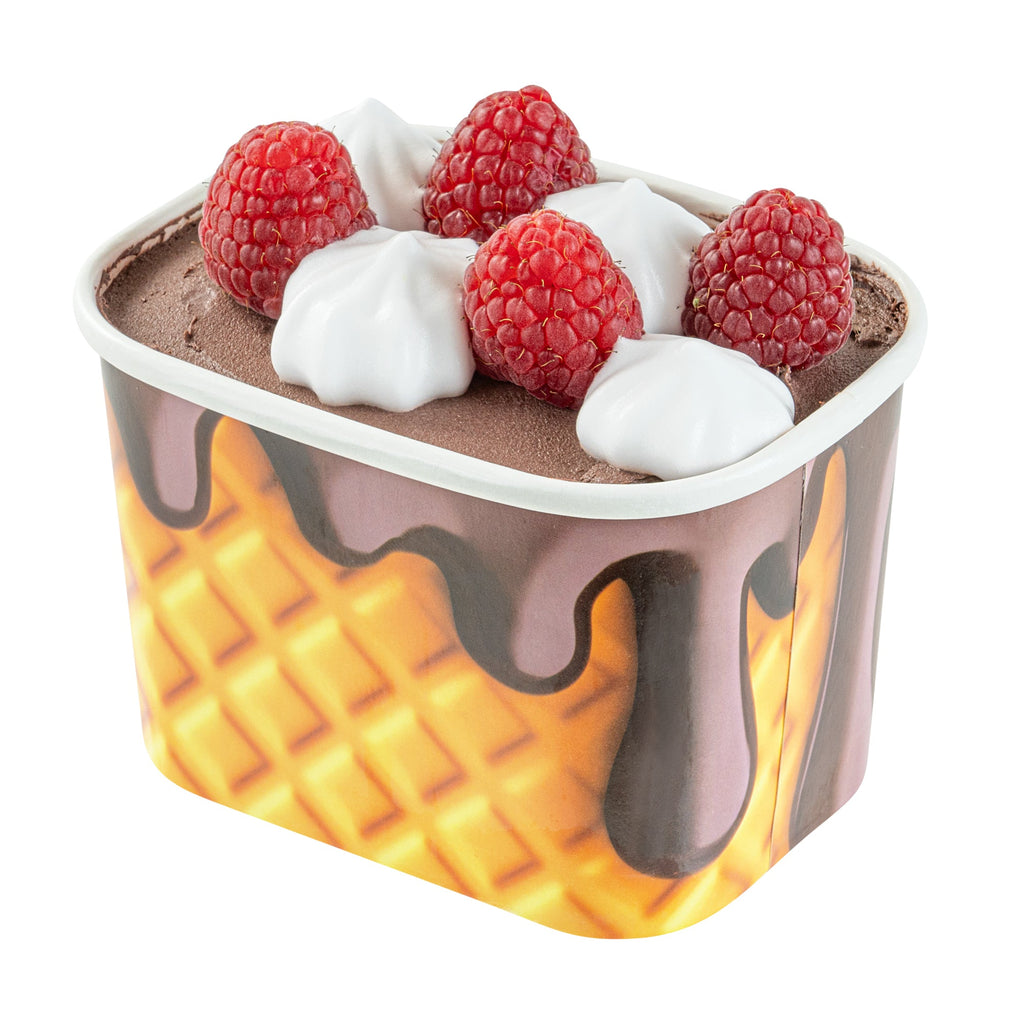 Coppetta 12 oz Square Chocolate Drizzle Paper To Go Cup - 4 1/4" x 3 1/4" x 2 3/4" - 200 count box