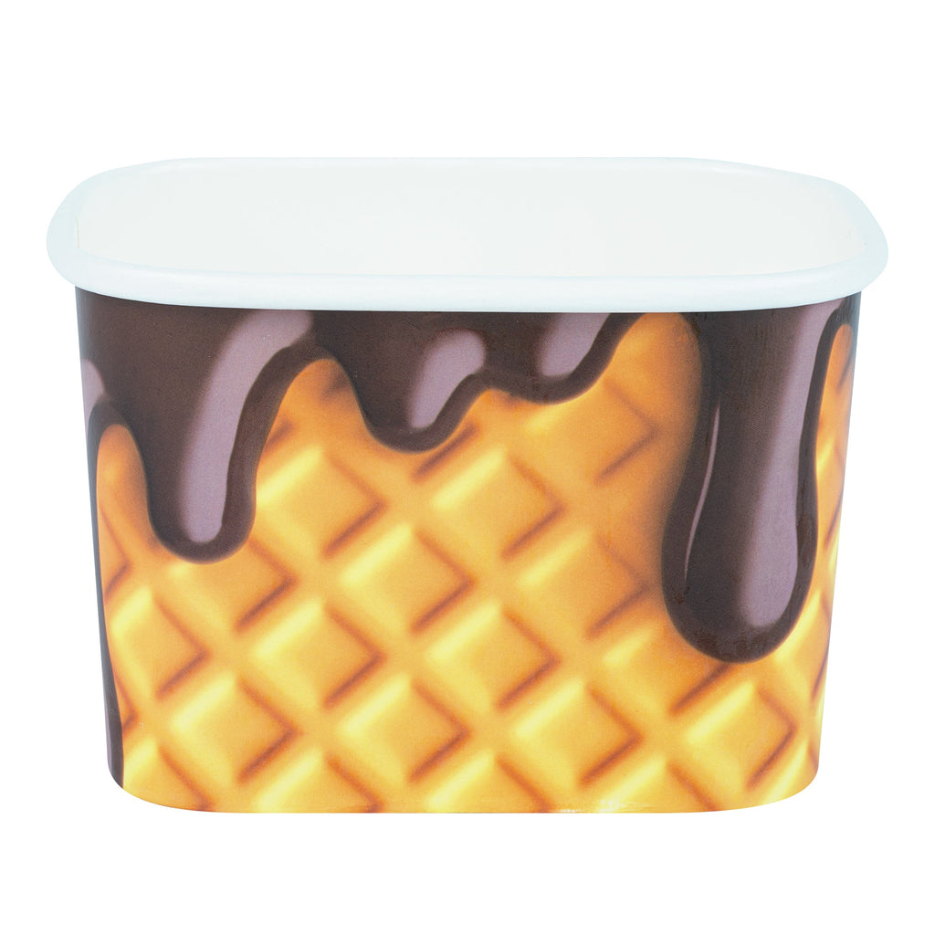 Coppetta 12 oz Square Chocolate Drizzle Paper To Go Cup - 4 1/4" x 3 1/4" x 2 3/4" - 200 count box