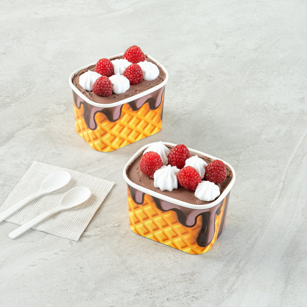 Coppetta 12 oz Square Chocolate Drizzle Paper To Go Cup - 4 1/4" x 3 1/4" x 2 3/4" - 200 count box
