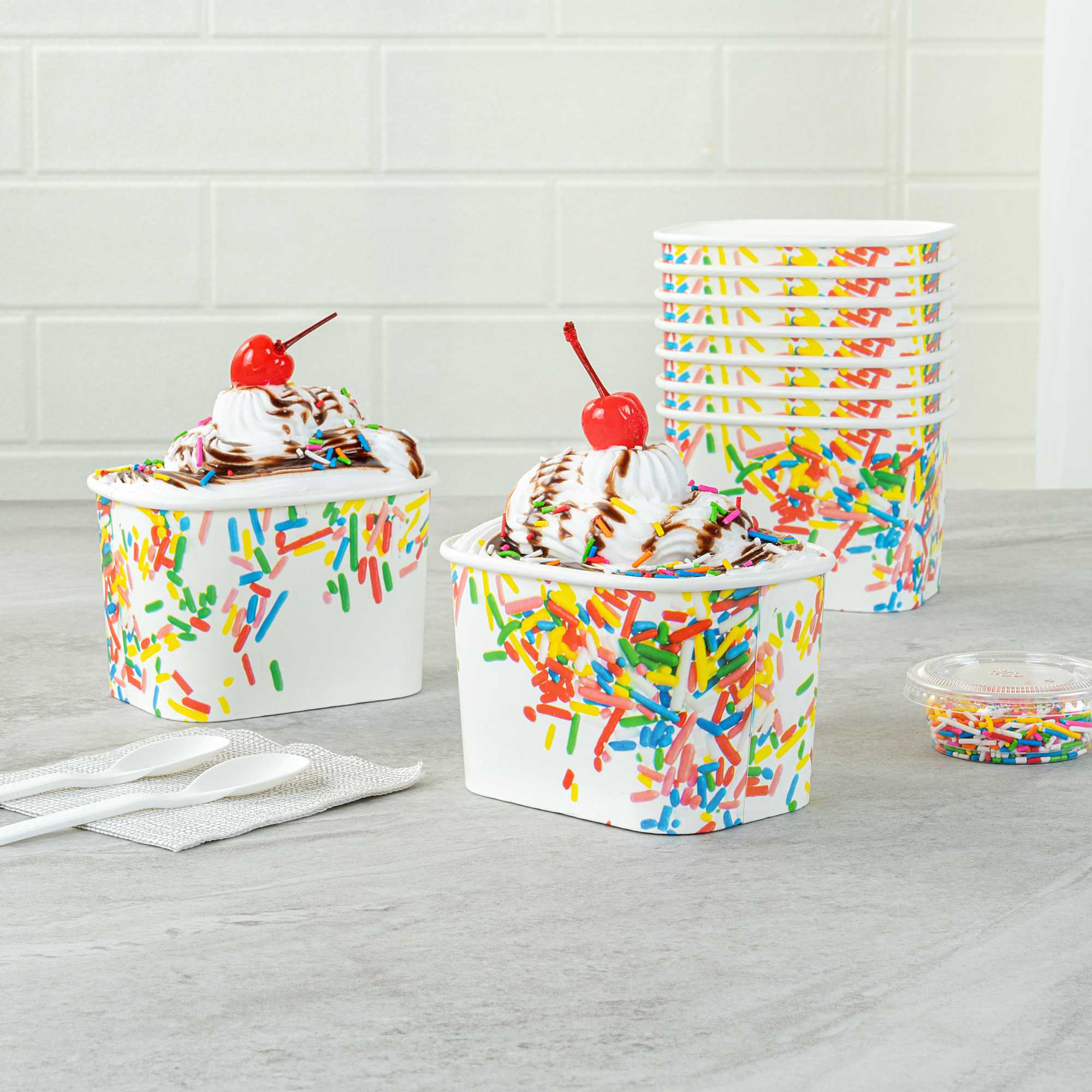 Coppetta 12 oz Square Paper To Go Cup - with Classic Sprinkles - 4 1/4" x 3 1/4" x 2 3/4" - 50 count box