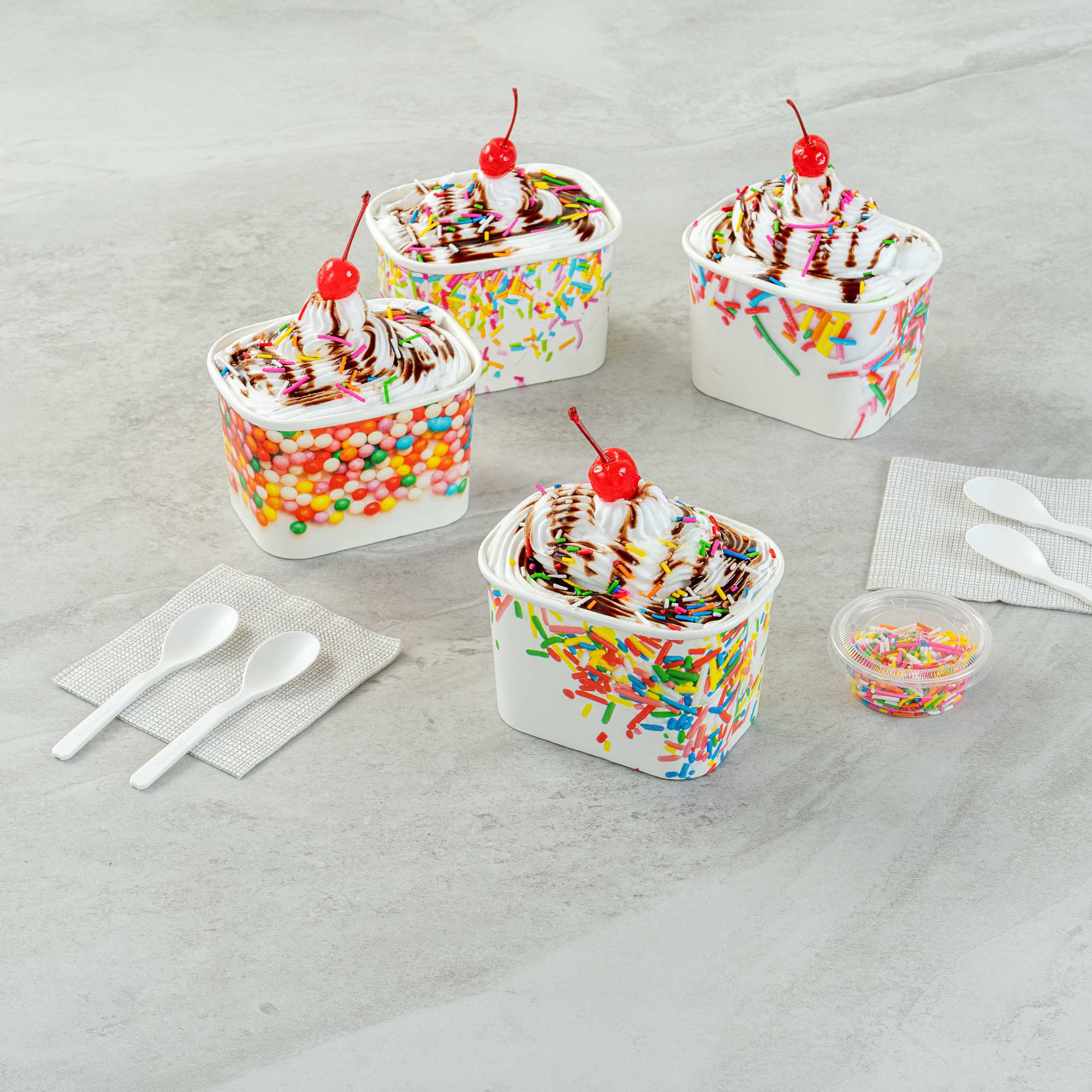 Coppetta 12 oz Square Paper To Go Cup - with Classic Sprinkles - 4 1/4" x 3 1/4" x 2 3/4" - 50 count box