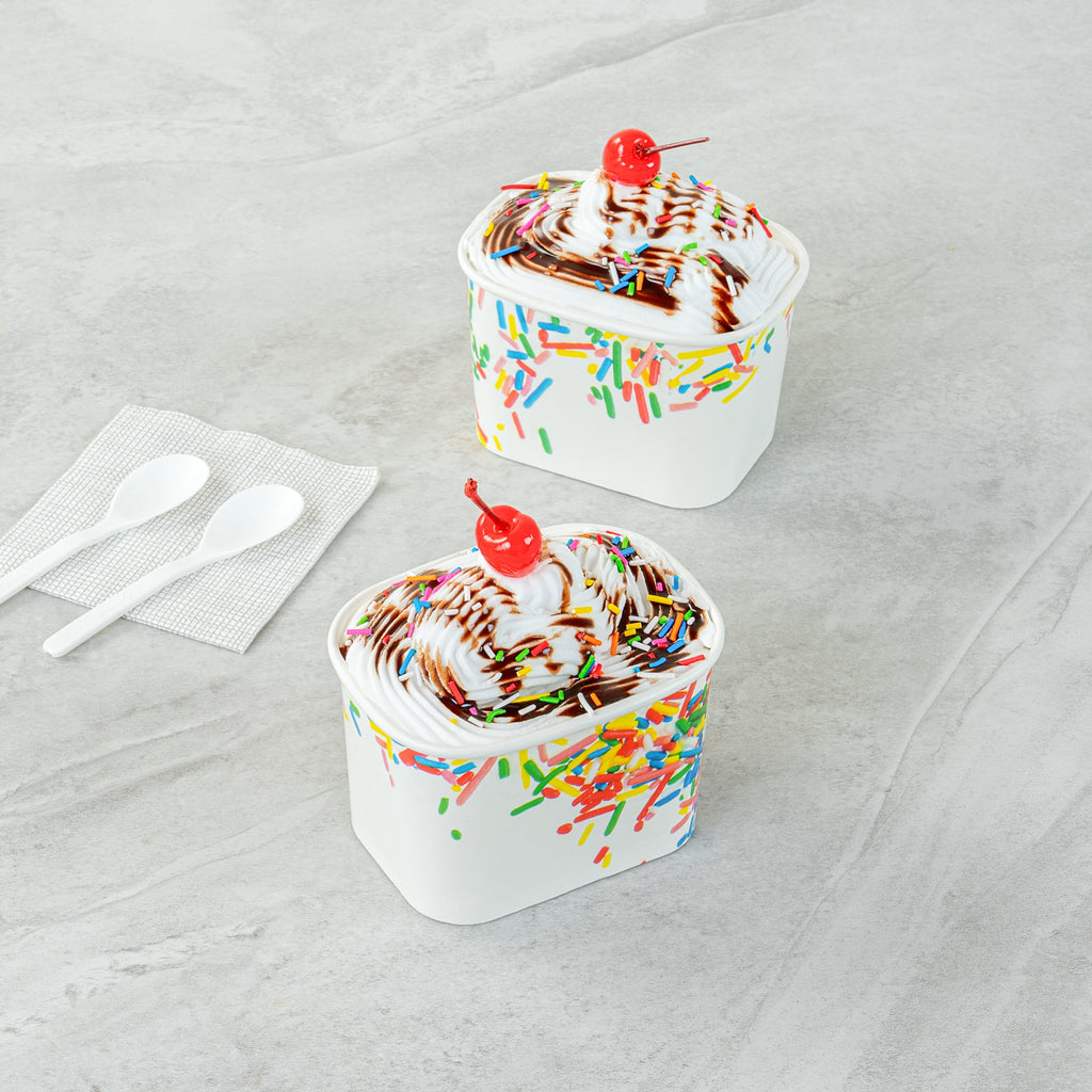 Coppetta 12 oz Square Paper To Go Cup - with Classic Sprinkles - 4 1/4" x 3 1/4" x 2 3/4" - 200 count box