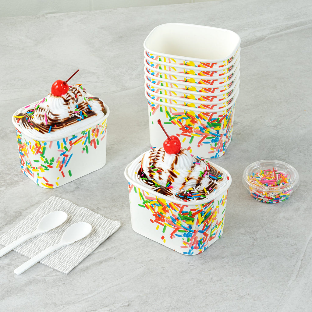 Coppetta 12 oz Square Paper To Go Cup - with Classic Sprinkles - 4 1/4" x 3 1/4" x 2 3/4" - 200 count box