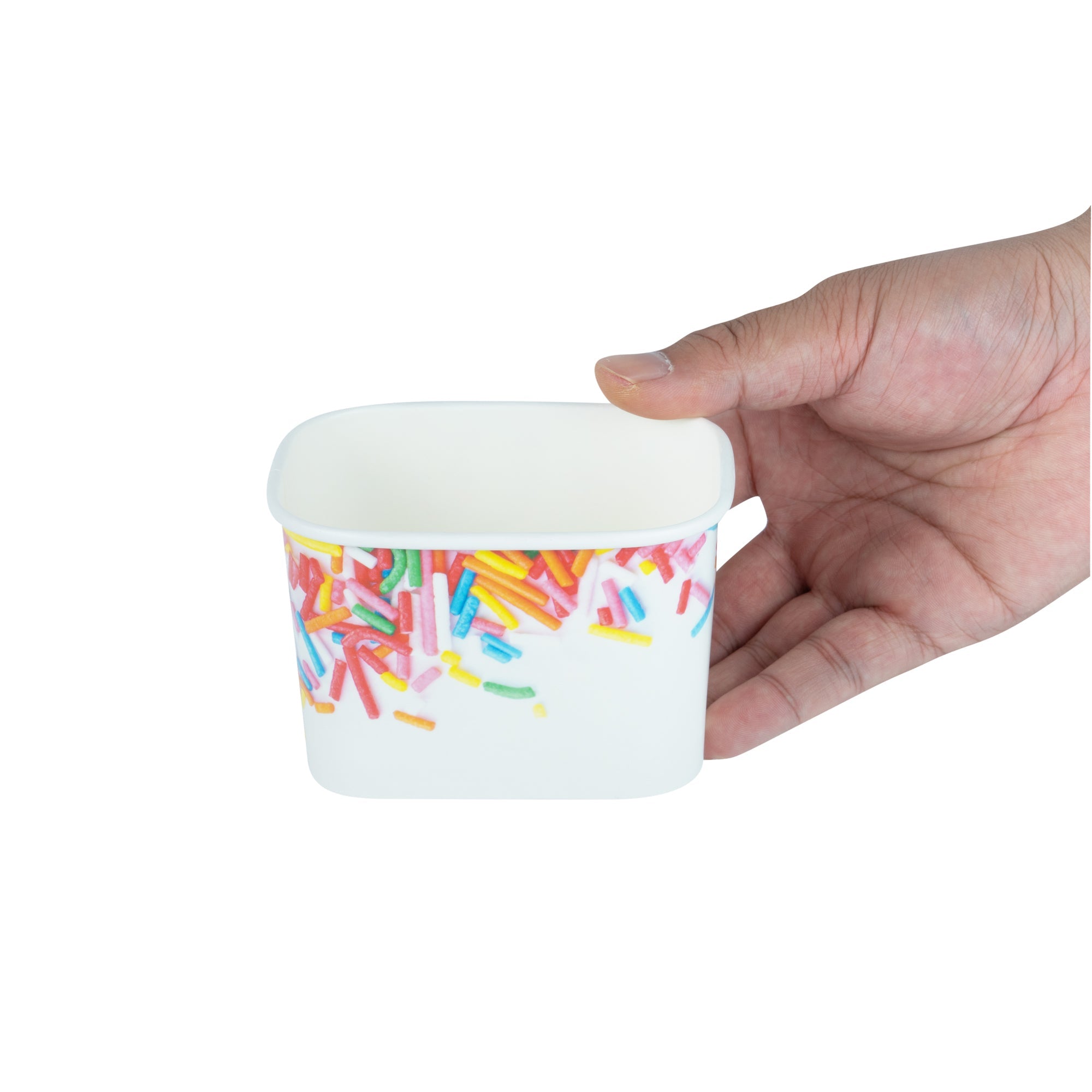Coppetta 12 oz Square Paper To Go Cup - with Festive Sprinkles - 4 1/4" x 3 1/4" x 2 3/4" - 50 count box