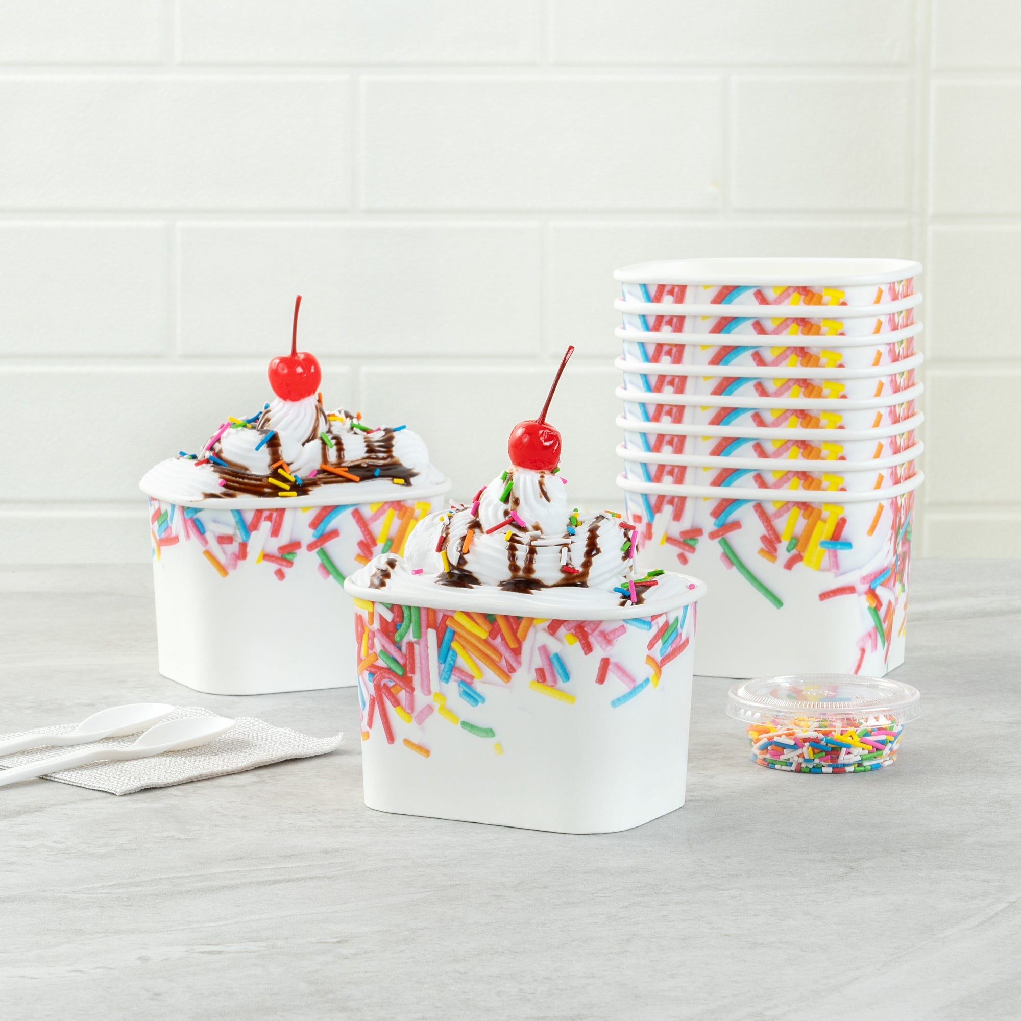 Coppetta 12 oz Square Paper To Go Cup - with Festive Sprinkles - 4 1/4" x 3 1/4" x 2 3/4" - 50 count box