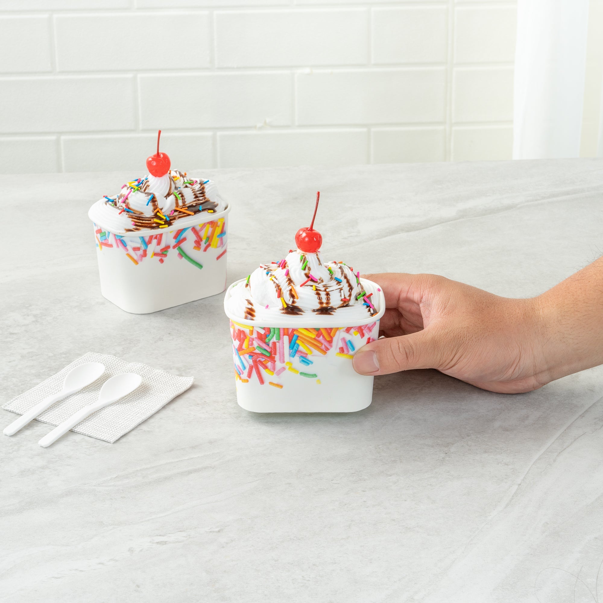 Coppetta 12 oz Square Paper To Go Cup - with Festive Sprinkles - 4 1/4" x 3 1/4" x 2 3/4" - 200 count box