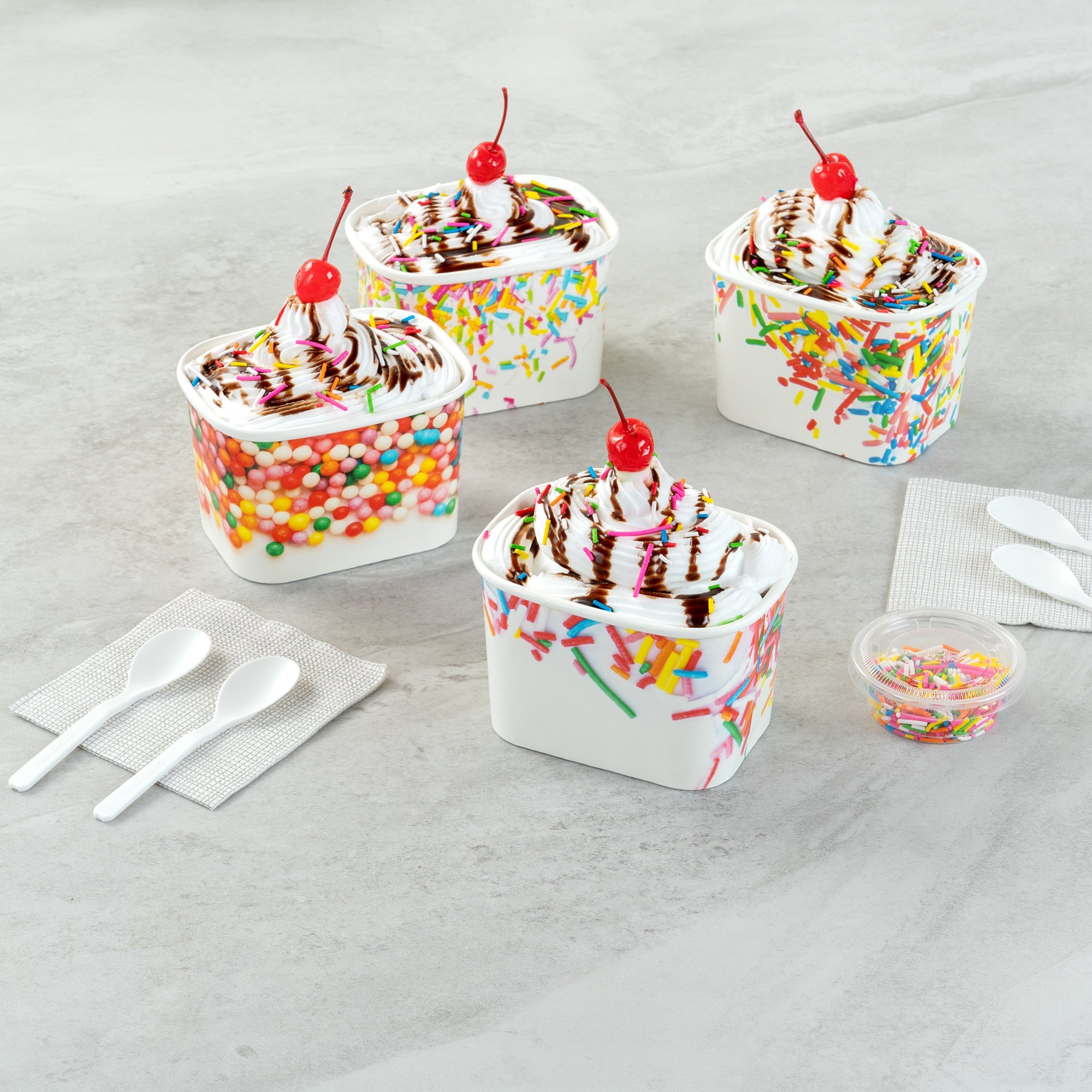 Coppetta 12 oz Square Paper To Go Cup - with Festive Sprinkles - 4 1/4" x 3 1/4" x 2 3/4" - 200 count box