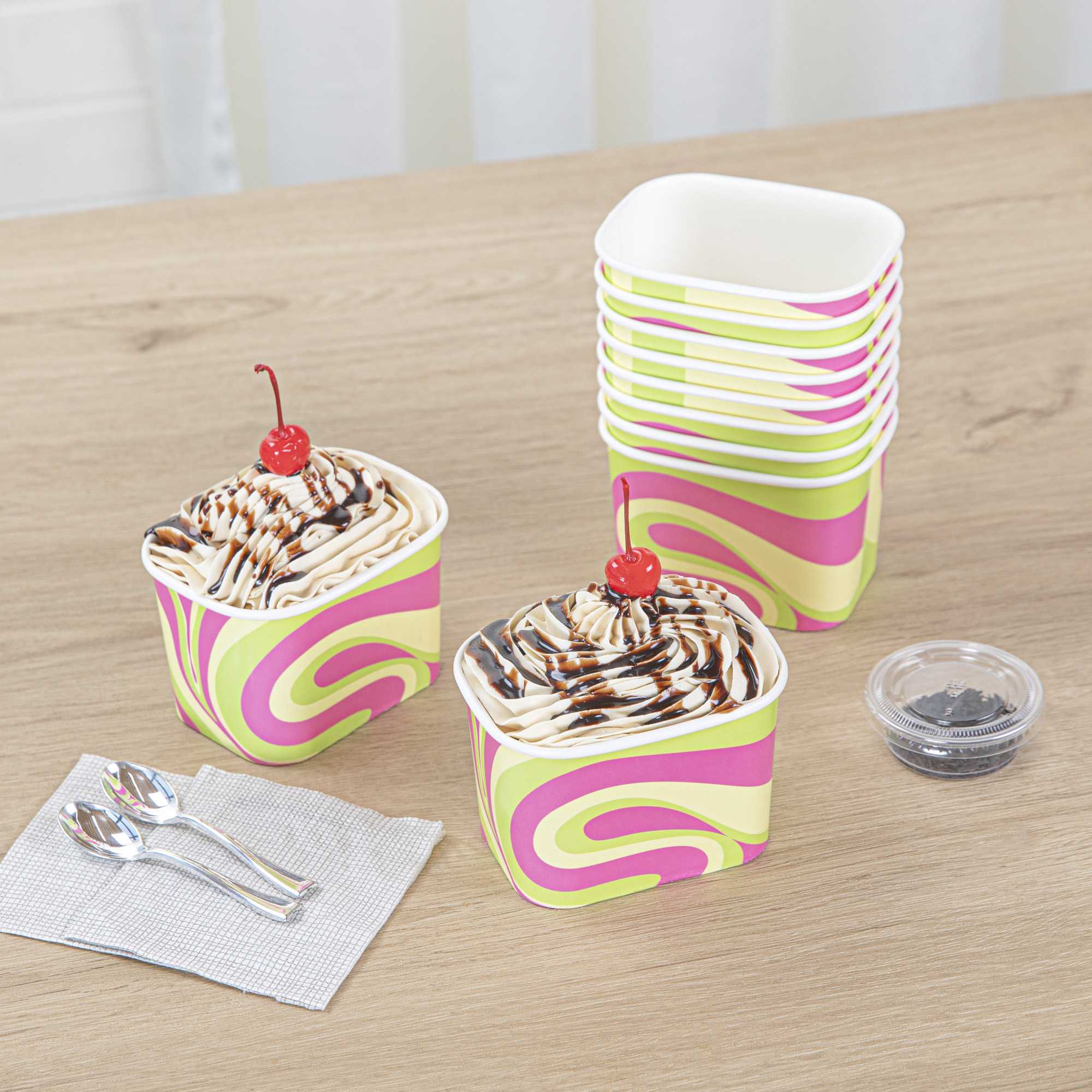 Coppetta 12 oz Square Pastel Groove Paper To Go Cup - 4 1/4" x 3 1/4" x 2 3/4" - 50 count box