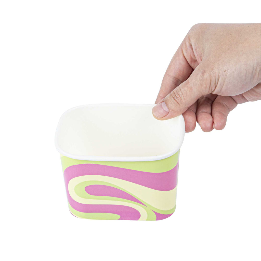Coppetta 12 oz Square Pastel Groove Paper To Go Cup - 4 1/4" x 3 1/4" x 2 3/4" - 50 count box