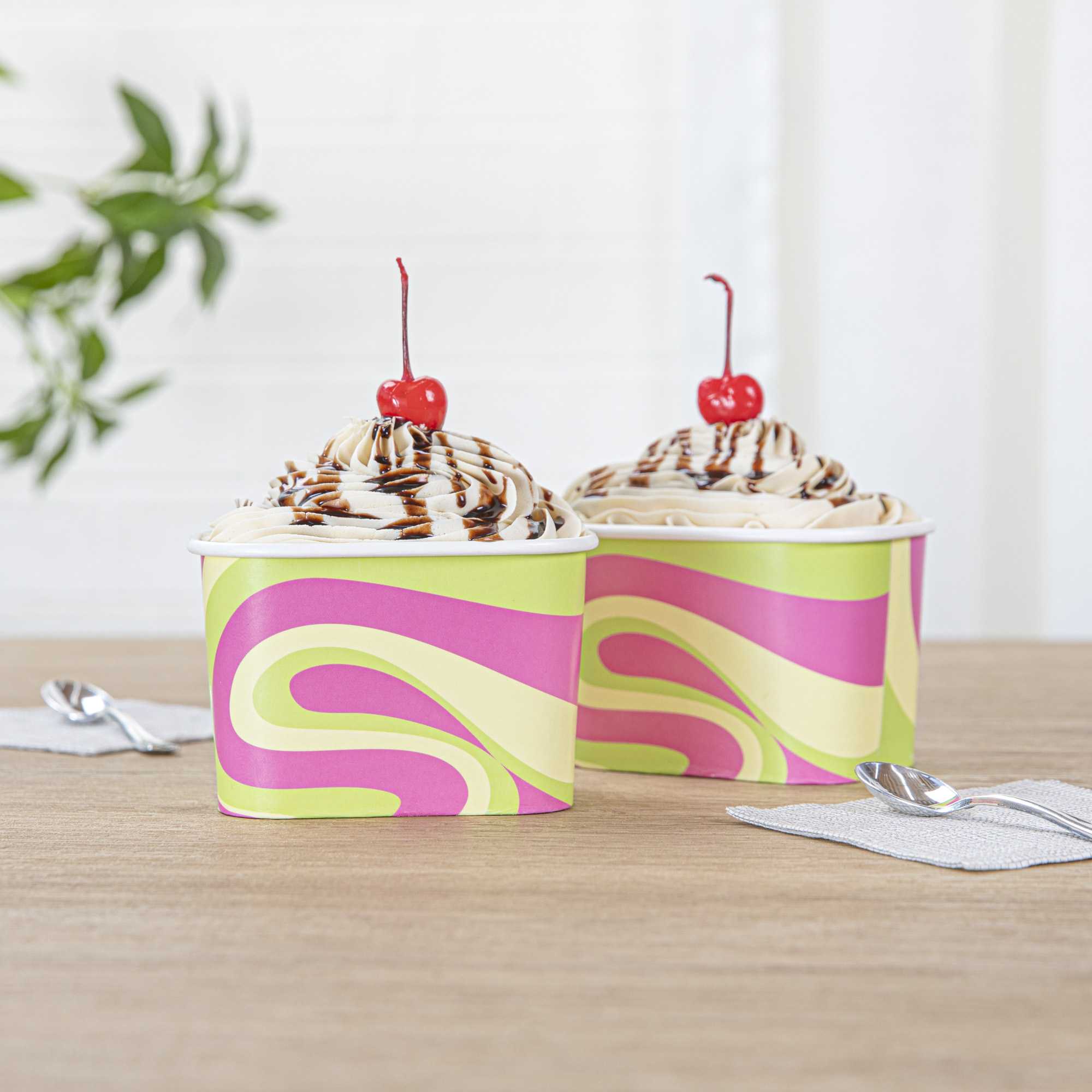 Coppetta 12 oz Square Pastel Groove Paper To Go Cup - 4 1/4" x 3 1/4" x 2 3/4" - 50 count box