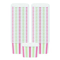 Coppetta 12 oz Square Green And Pink Stripe Paper To Go Cup - 4 1/4" x 3 1/4" x 2 3/4" - 50 count box