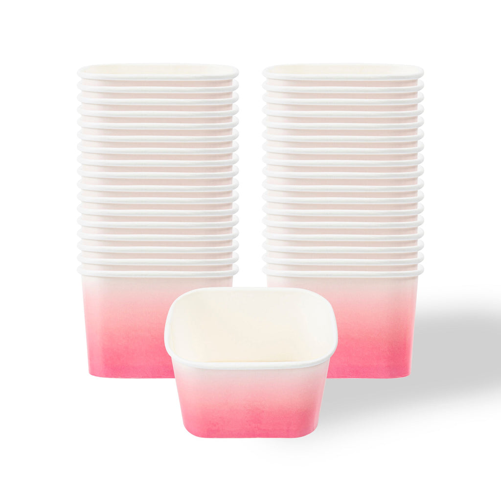 Coppetta 12 oz Square Pink And White Ombre Paper To Go Cup - 4 1/4" x 3 1/4" x 2 3/4" - 200 count box