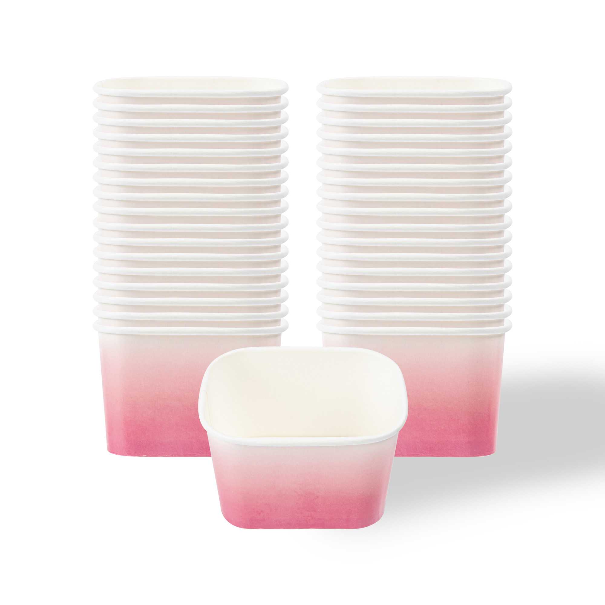 Coppetta 12 oz Square Pink And White Ombre Paper To Go Cup - 4 1/4" x 3 1/4" x 2 3/4" - 50 count box