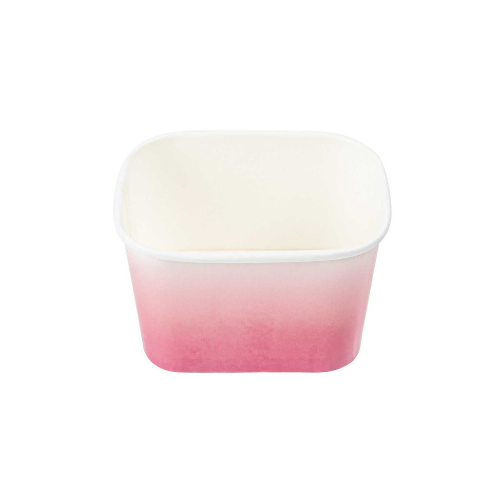Coppetta 12 oz Square Pink And White Ombre Paper To Go Cup - 4 1/4" x 3 1/4" x 2 3/4" - 50 count box