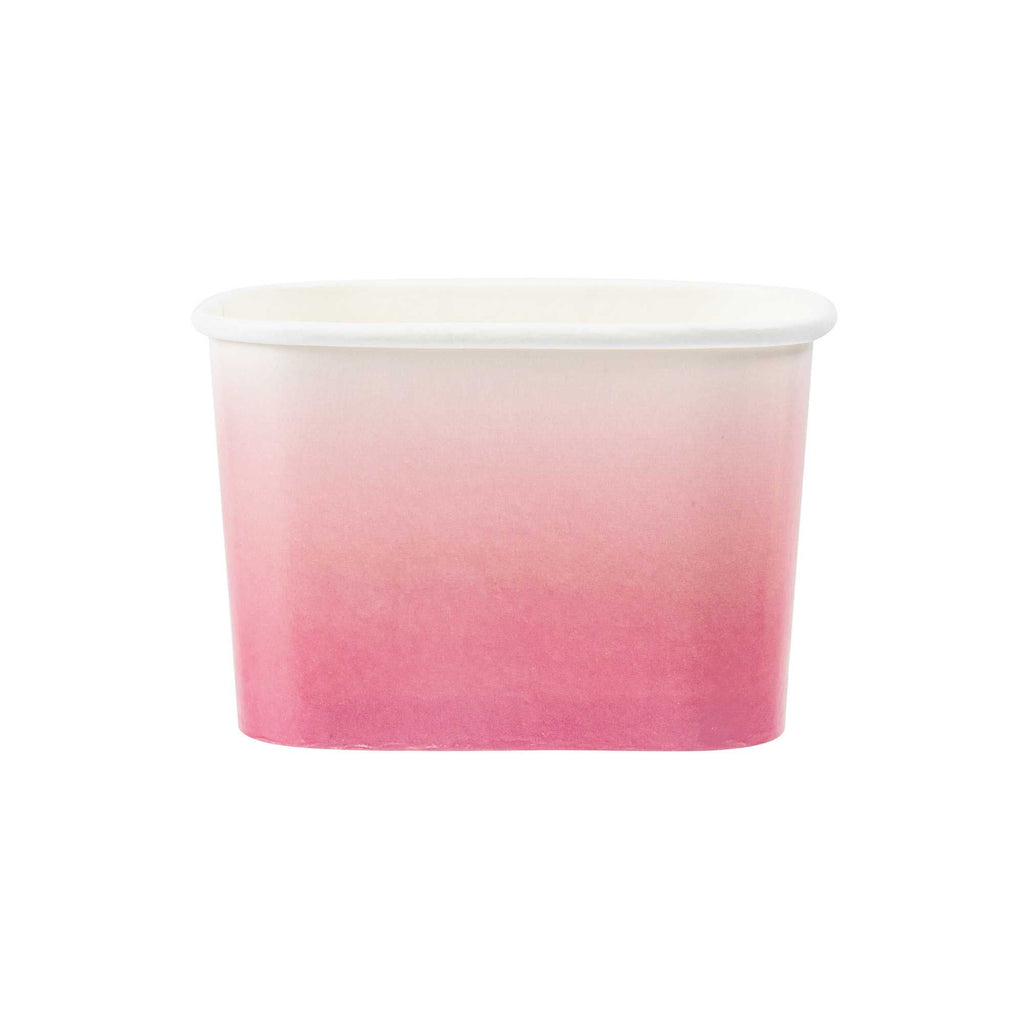 Coppetta 12 oz Square Pink And White Ombre Paper To Go Cup - 4 1/4" x 3 1/4" x 2 3/4" - 50 count box