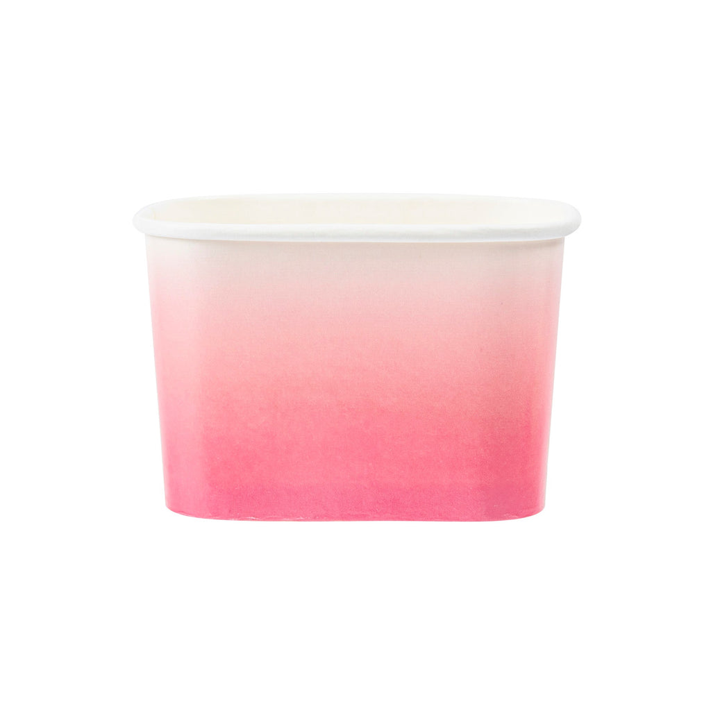 Coppetta 12 oz Square Pink And White Ombre Paper To Go Cup - 4 1/4" x 3 1/4" x 2 3/4" - 200 count box