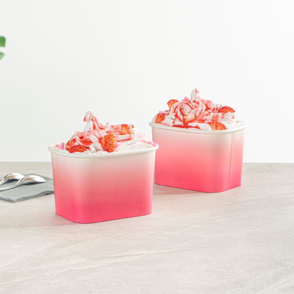 Coppetta 12 oz Square Pink And White Ombre Paper To Go Cup - 4 1/4" x 3 1/4" x 2 3/4" - 200 count box