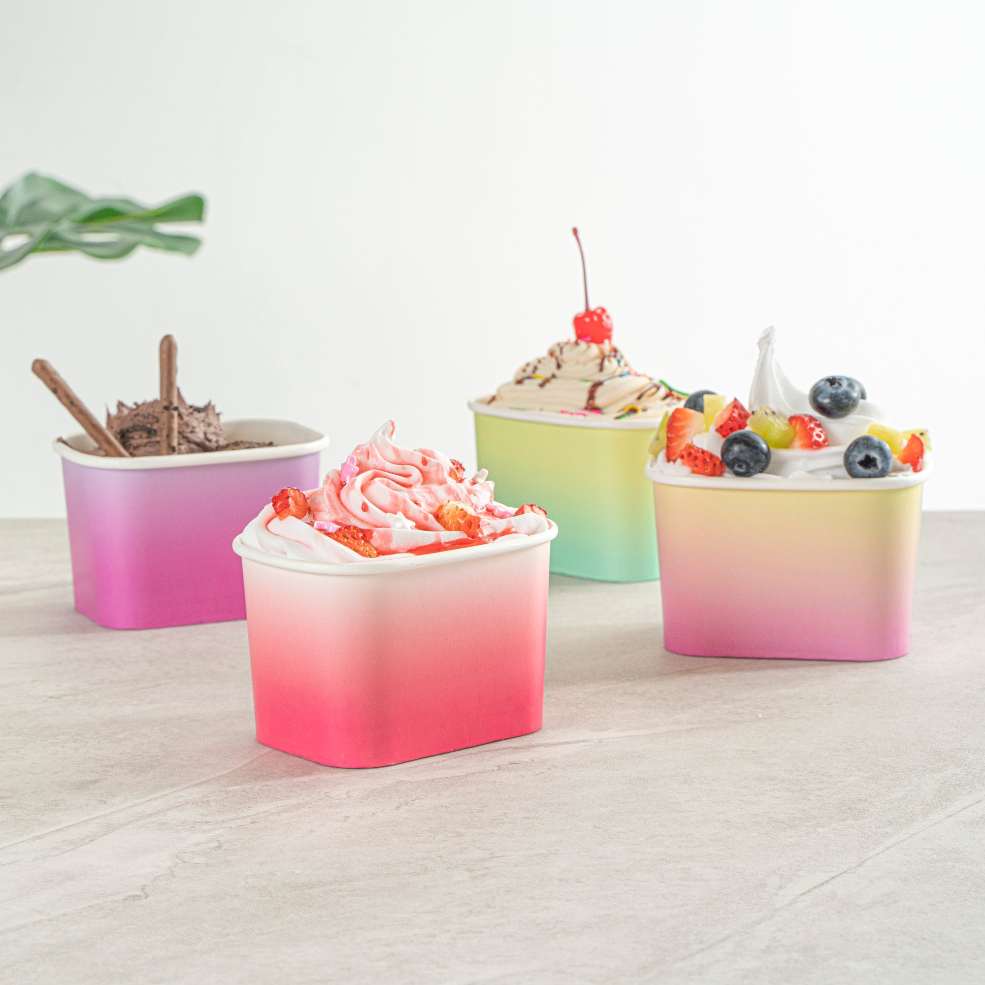Coppetta 12 oz Square Pink And White Ombre Paper To Go Cup - 4 1/4" x 3 1/4" x 2 3/4" - 200 count box