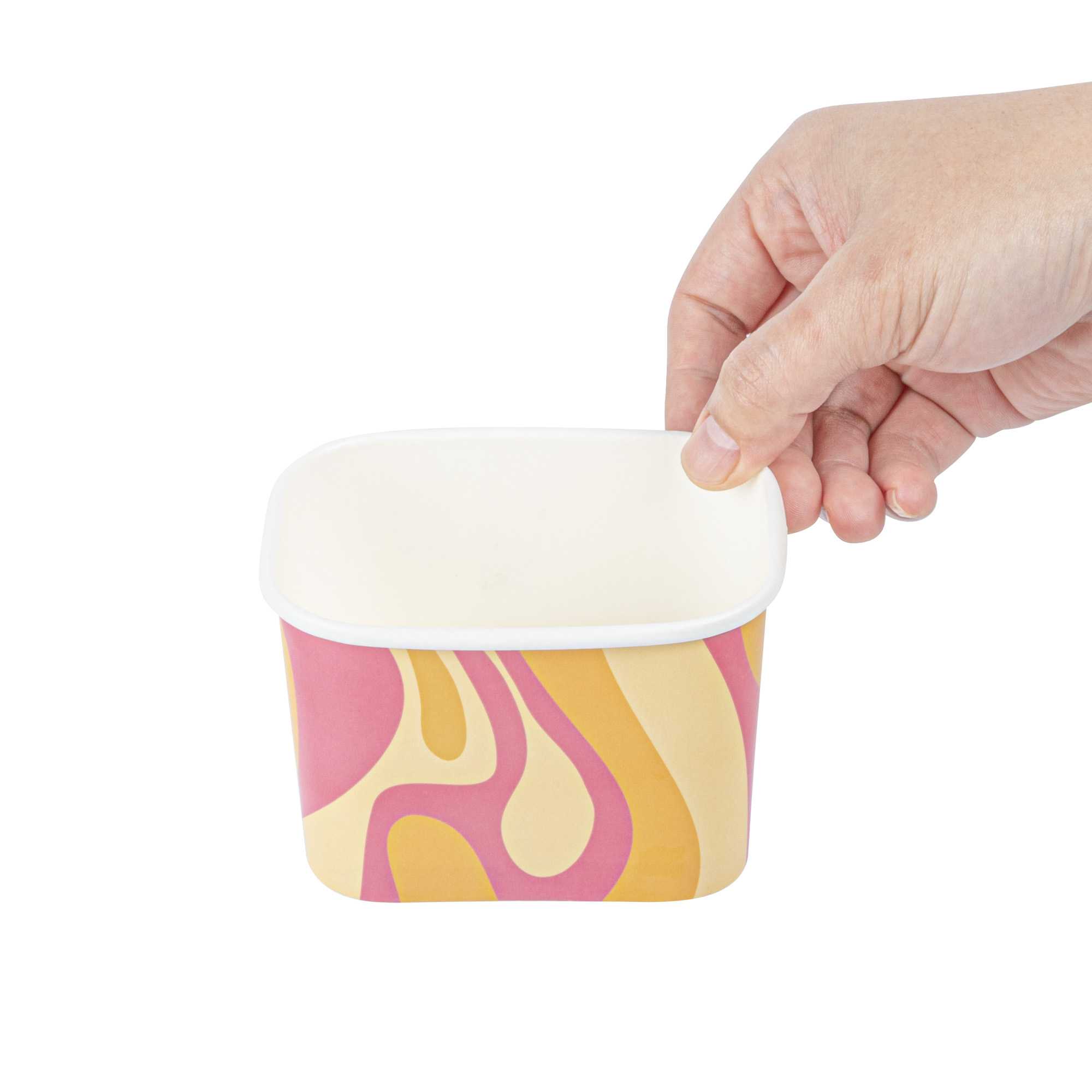 Coppetta 12 oz Square Tropical Twist Paper To Go Cup - 4 1/4" x 3 1/4" x 2 3/4" - 50 count box