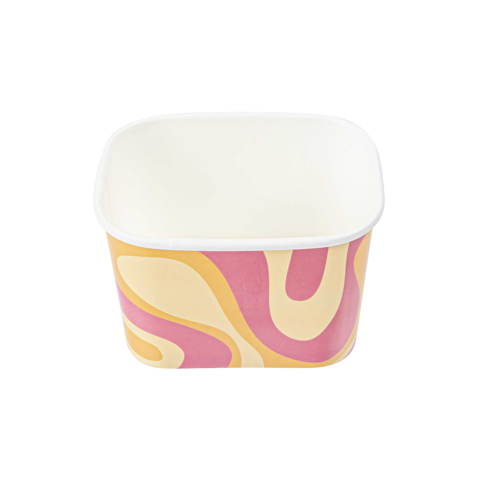 Coppetta 12 oz Square Tropical Twist Paper To Go Cup - 4 1/4" x 3 1/4" x 2 3/4" - 50 count box
