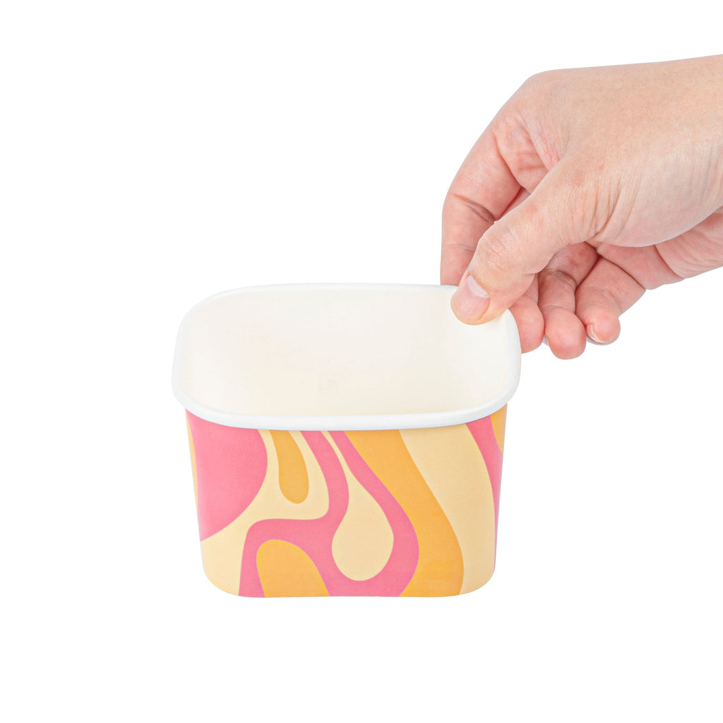 Coppetta 12 oz Square Tropical Twist Paper To Go Cup - 4 1/4" x 3 1/4" x 2 3/4" - 200 count box