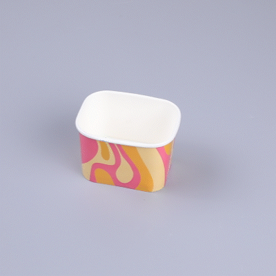 Coppetta 12 oz Square Tropical Twist Paper To Go Cup - 4 1/4" x 3 1/4" x 2 3/4" - 200 count box