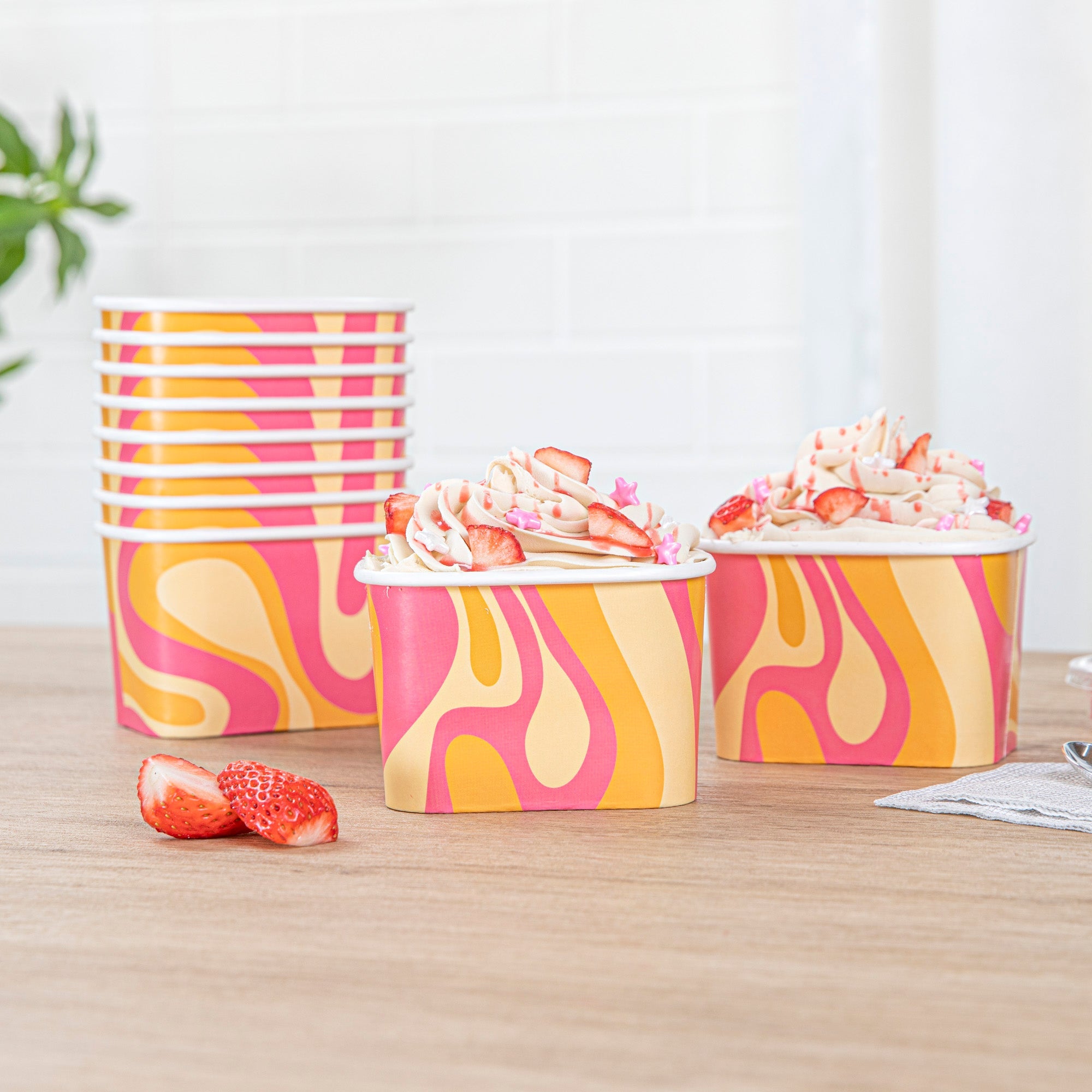 Coppetta 12 oz Square Tropical Twist Paper To Go Cup - 4 1/4" x 3 1/4" x 2 3/4" - 200 count box