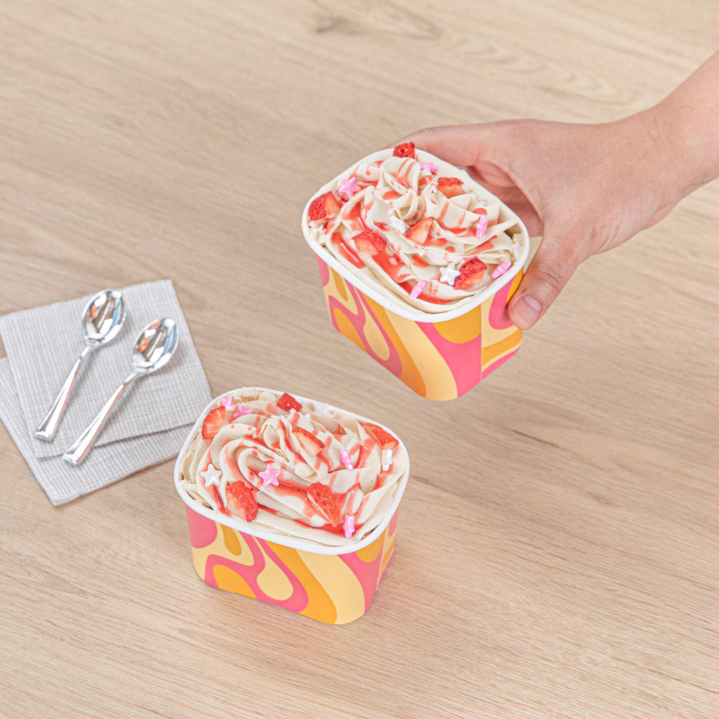 Coppetta 12 oz Square Tropical Twist Paper To Go Cup - 4 1/4" x 3 1/4" x 2 3/4" - 200 count box