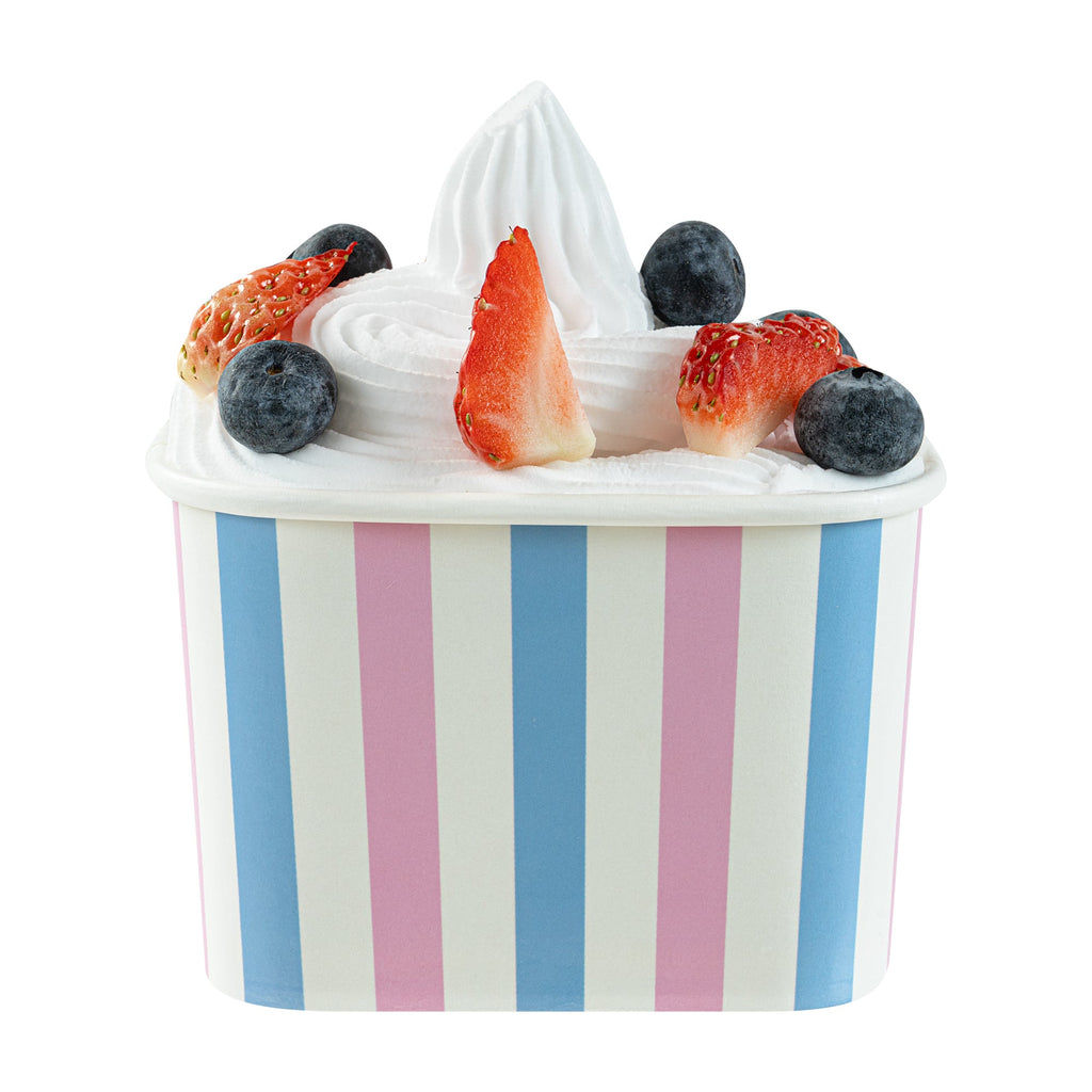 Coppetta 12 oz Square Pink And Blue Stripe Paper To Go Cup - 4 1/4" x 3 1/4" x 2 3/4" - 200 count box