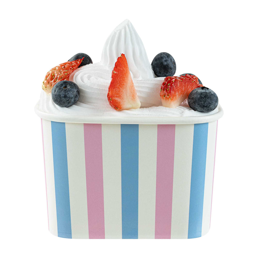 Coppetta 12 oz Square Pink And Blue Stripe Paper To Go Cup - 4 1/4" x 3 1/4" x 2 3/4" - 50 count box