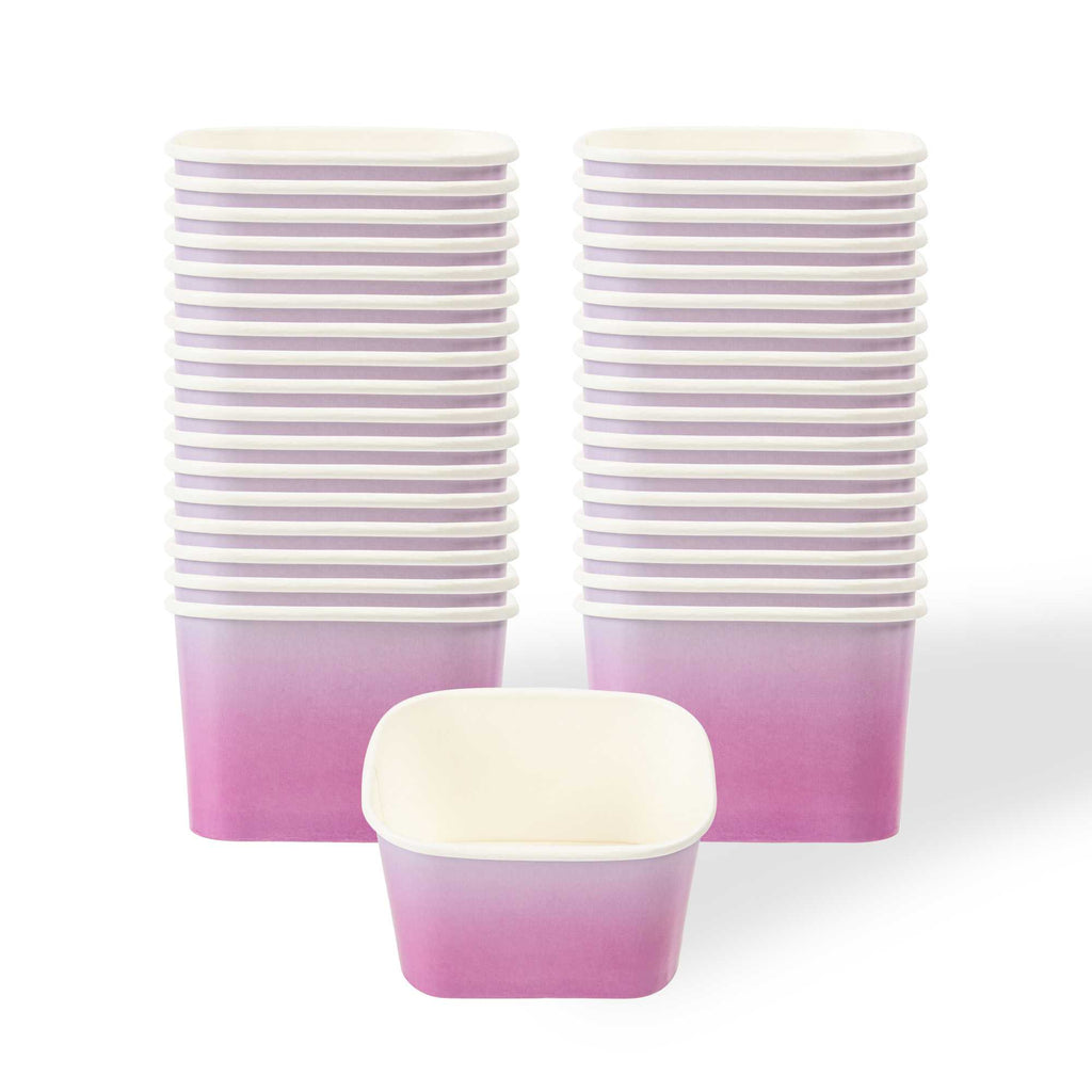 Coppetta 12 oz Square Purple And Blue Ombre Paper To Go Cup - 4 1/4" x 3 1/4" x 2 3/4" - 50 count box