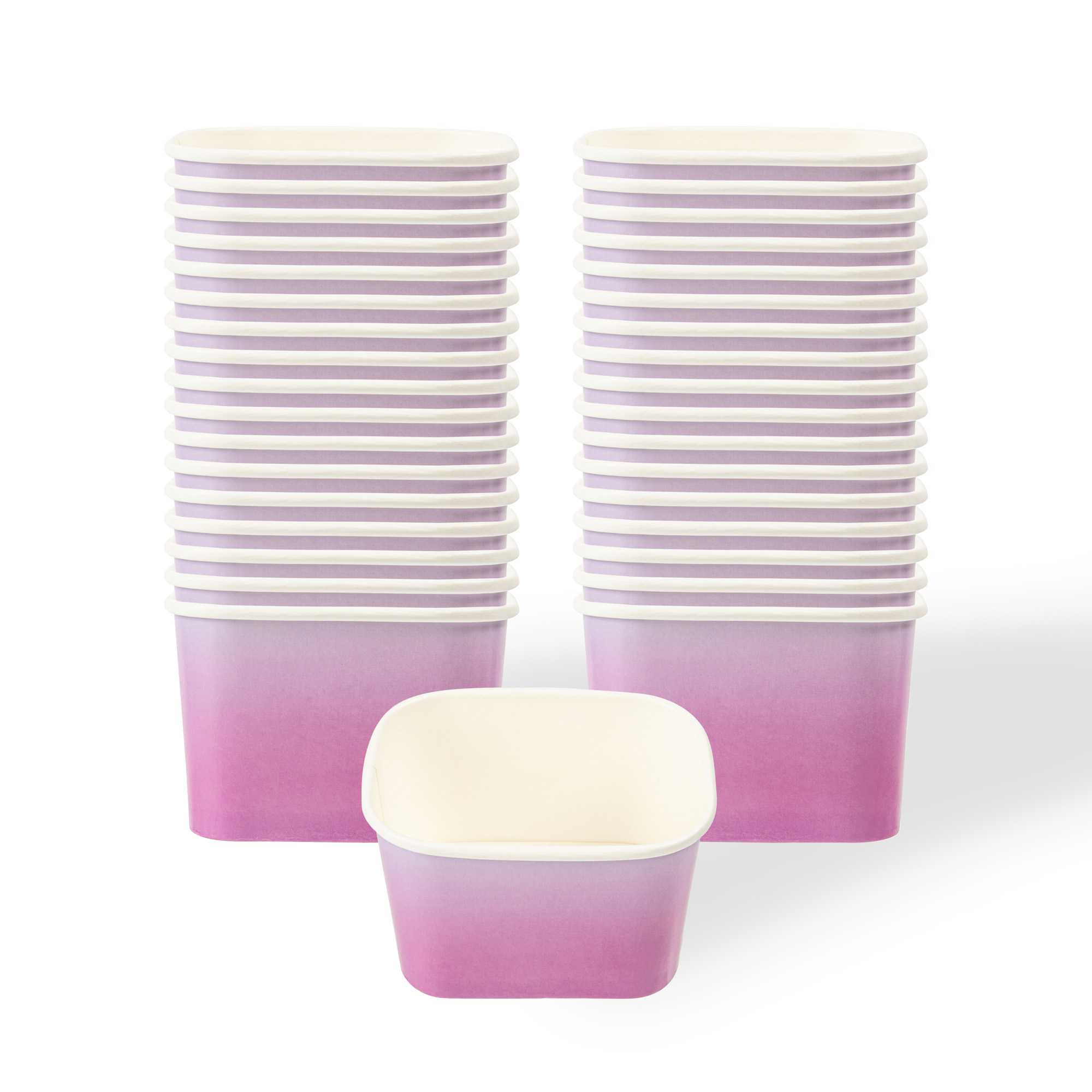Coppetta 12 oz Square Purple And Blue Ombre Paper To Go Cup - 4 1/4" x 3 1/4" x 2 3/4" - 50 count box